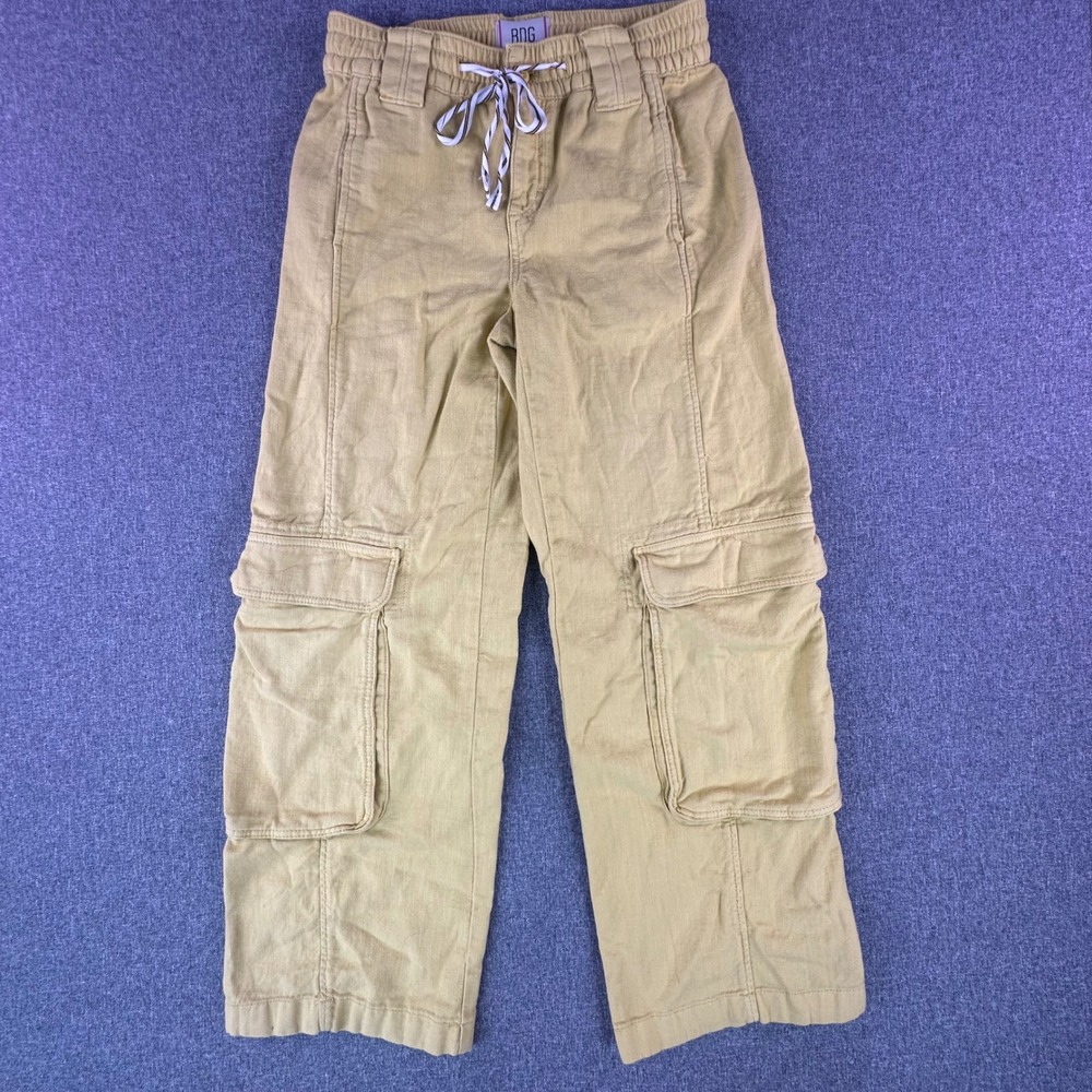 BDG Cargo Pants Women S Tan Utility Drawstring Elastic Waist Straight Leg